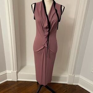 Roland Mouret Mauve Midi Dress with Black Trim